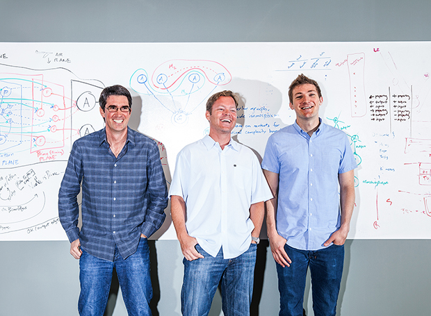 Viv Labs的三位創辦人Adam Cheyer（左）, Dag Kittlaus（中）, and Chris Brigham（右）。