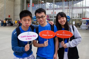 同學們學成歸來後，將於今午在數碼港舉行的「數碼港‧大學合作夥伴計劃」Demo Day向評判演示其金融科技創業計劃雛形。