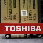 File photo of boxes of Toshiba Corp's Regza liquid-crystal display (LCD) televisions at an electronic store in Tokyo