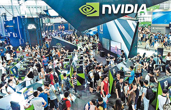 GPU（處理圖像）全球王者、晶片生產商NVIDIA一年來股價升了近四倍。 （法新社資料圖片） 