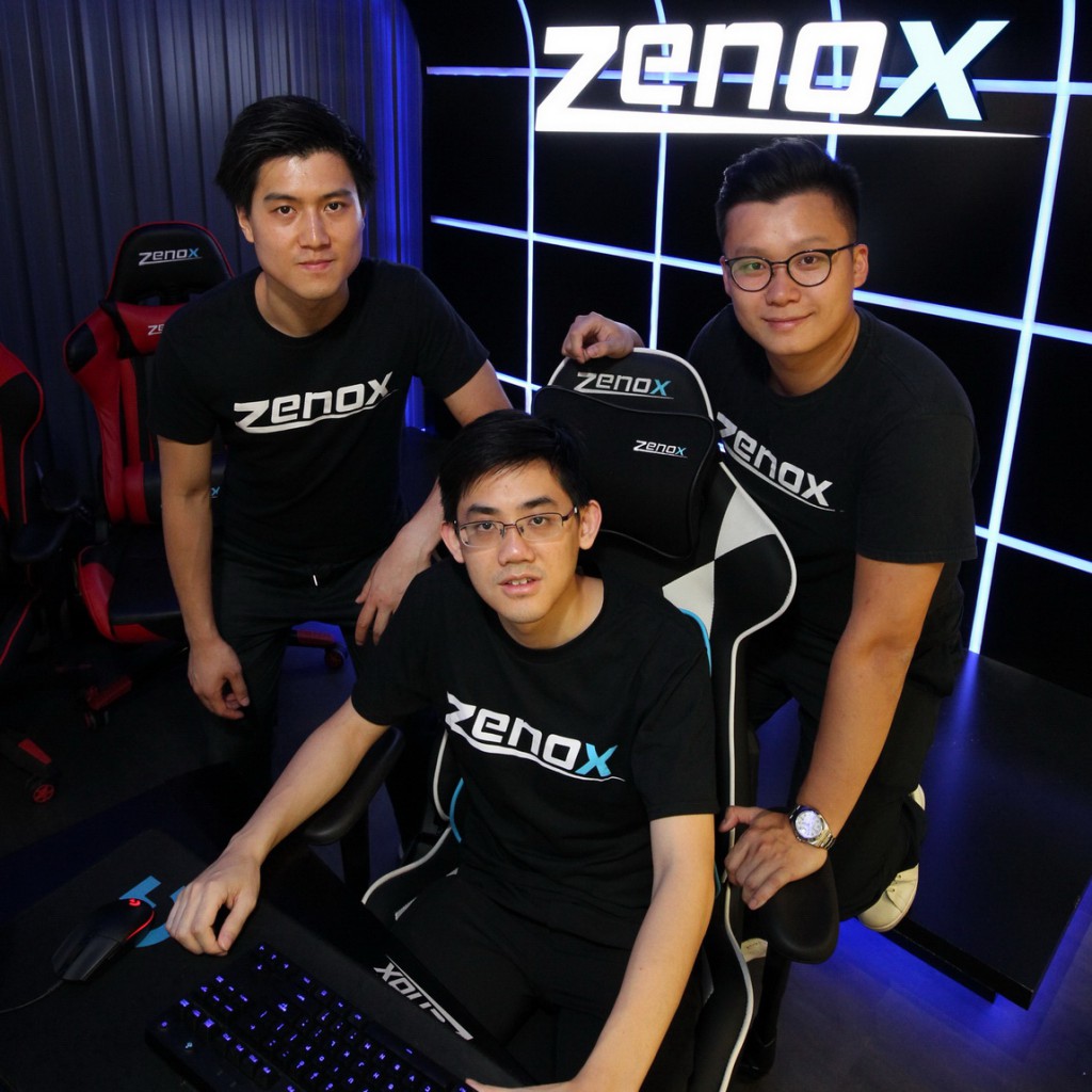 香港三名「九十後」創辦電競椅品牌Zenox；左起為王浚楠、侯澤勤及司徒軒明。（何澤攝）