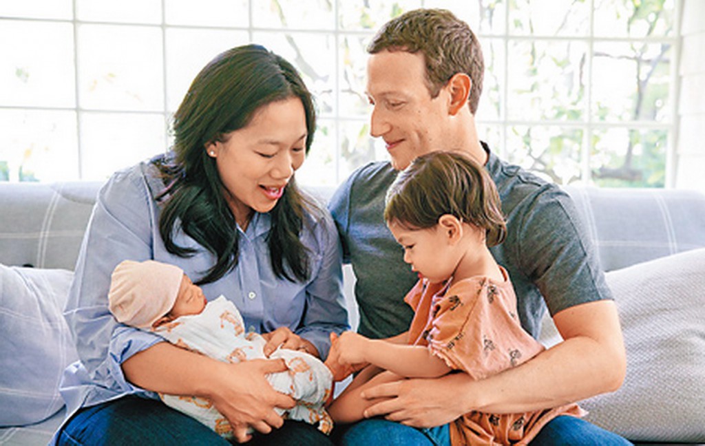 Facebook行政總裁朱克伯格（Mark Zuckerberg）公布第二名女兒誕生，取名August（網上圖片）。