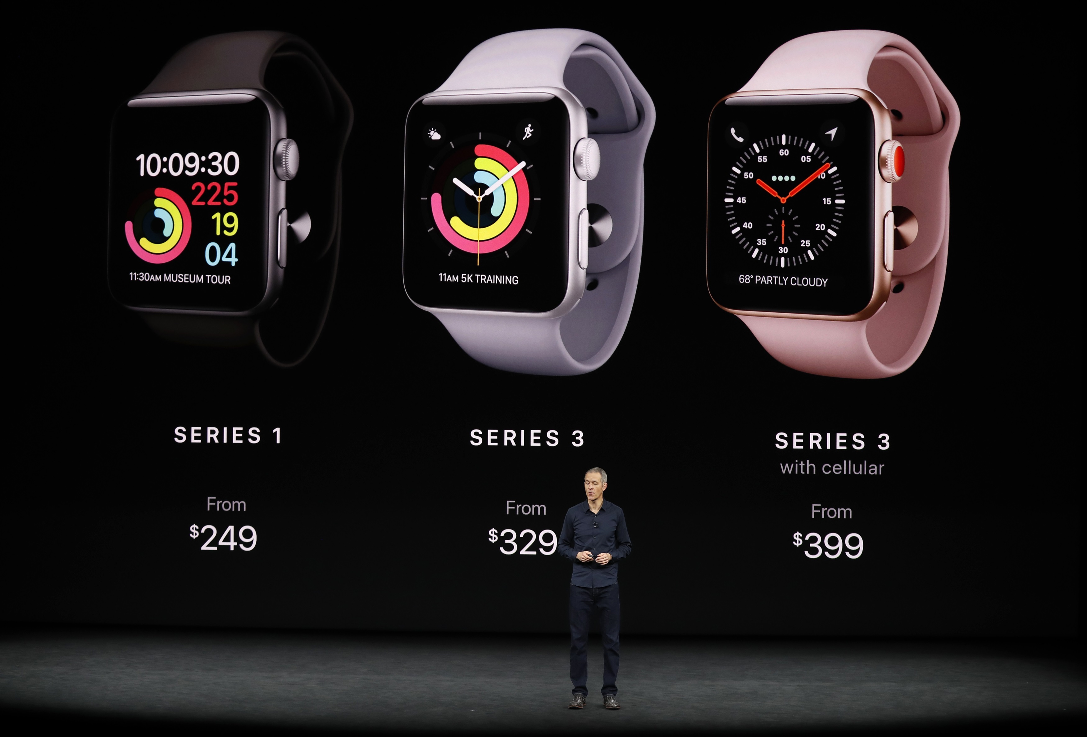 Apple Watch Series 3內置流動網絡SIM卡。（路透圖片）