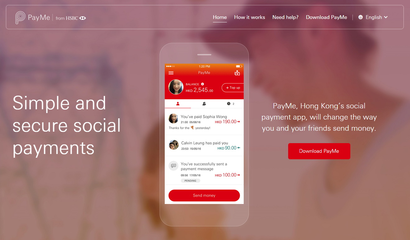 滙豐PayMe新增的「收款請求」，讓用戶可以向朋友發送付款請求。(網上圖片)