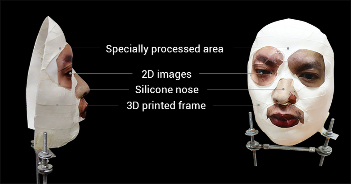 人造面具以複合物料製成，除以3D打印臉部，更有矽膠鼻子。（Bkav網上圖片）