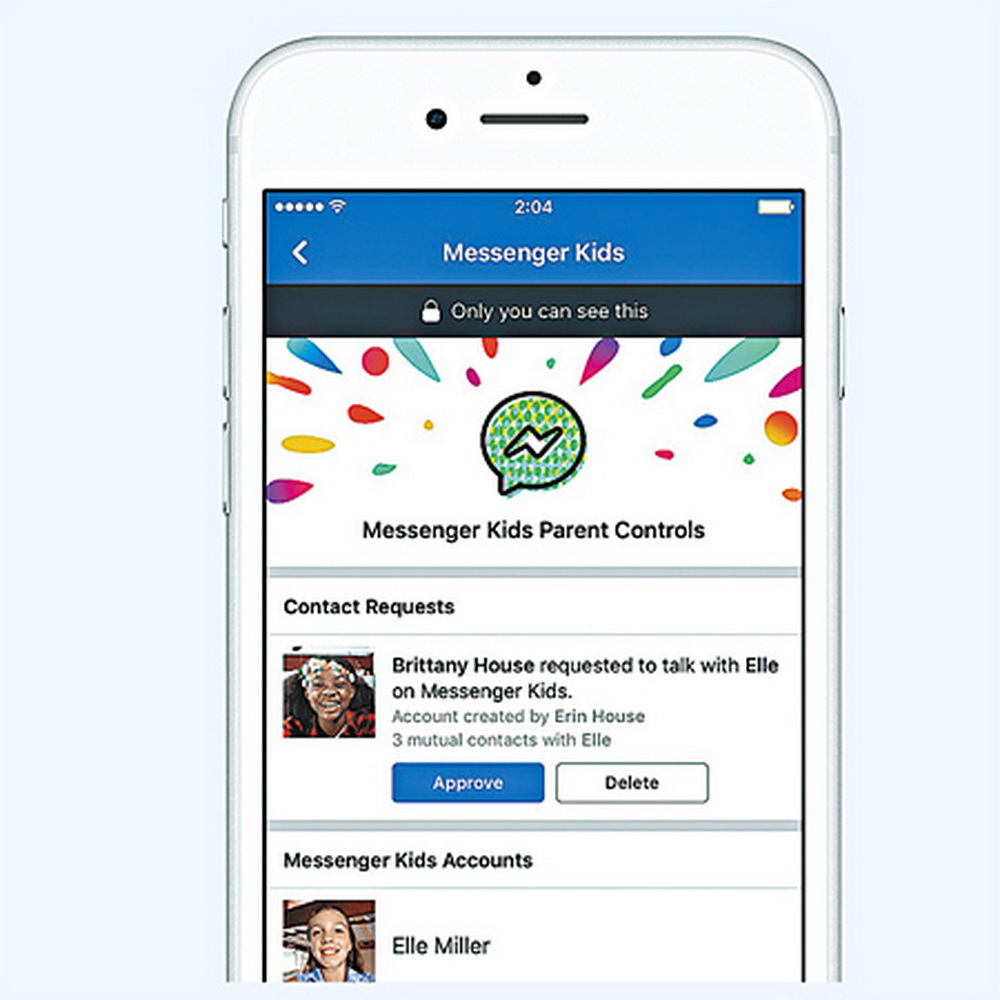 fb推出兒童版Messenger，謀求搶佔年輕人市場；圖為該通訊軟件介面。（網上圖片）