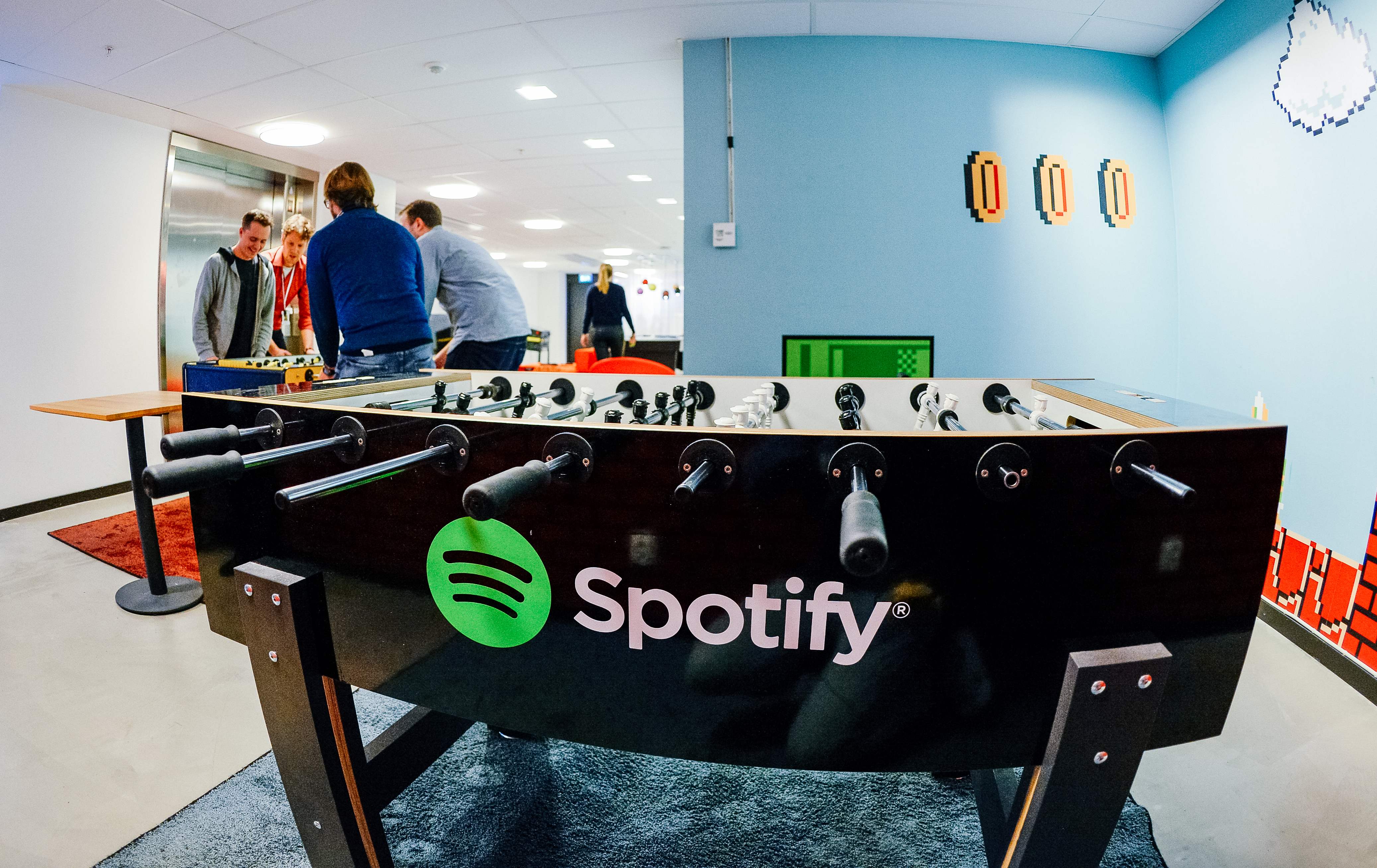 Spotify總部的娛樂室玩樂設施多多。（法新社圖片）