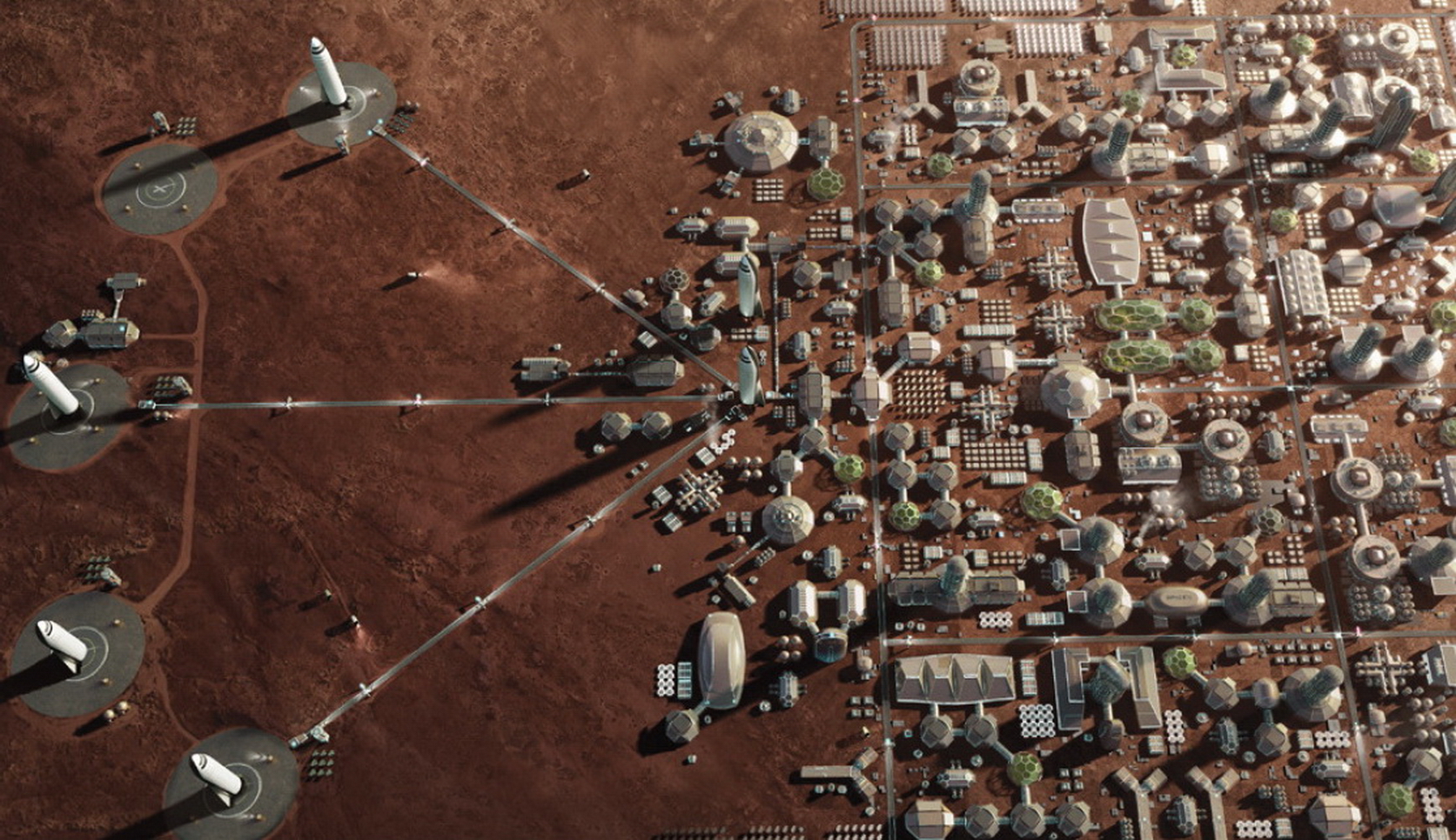 成功扎根火星後，下一步是部署各種基建，以滿足人類基本生存條件。（Space X 網上圖片）