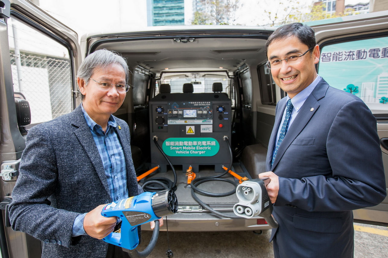 智能流動電動車充電系統會安裝在小型貨車上。（香港生產力促進局官方圖片）