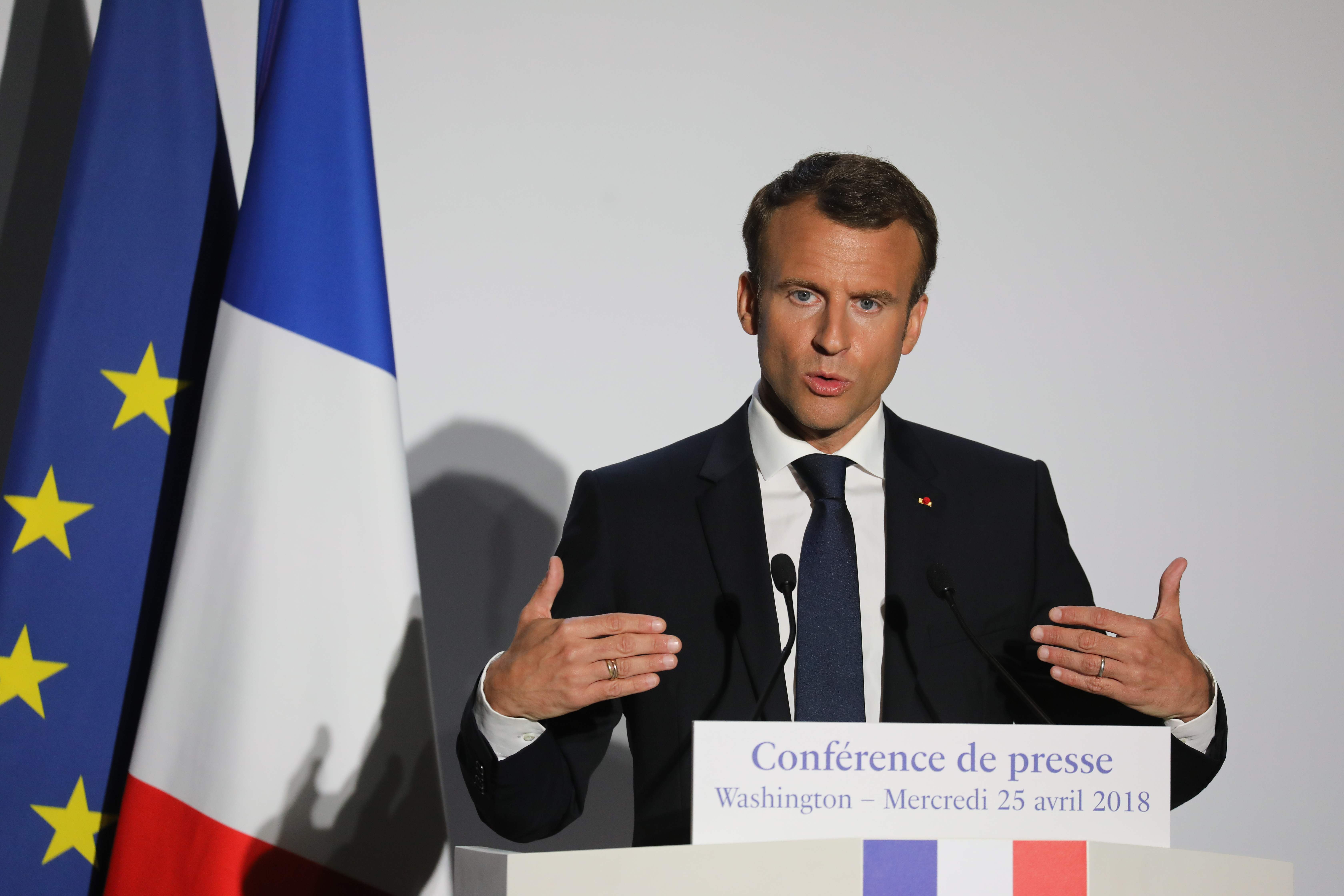 法國總統馬克龍表示該國要全速發展人工智能。（法新社資料圖片）