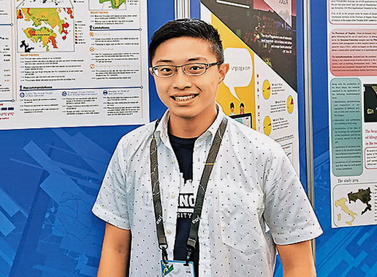 「Esri青年學人大獎」香港冠軍蔡子軒同學獲邀到美國的Esri用戶大會，和全球18000名GIS專業人士，以數據分析為主題，交流心得。（Esri 中國（香港）圖片）