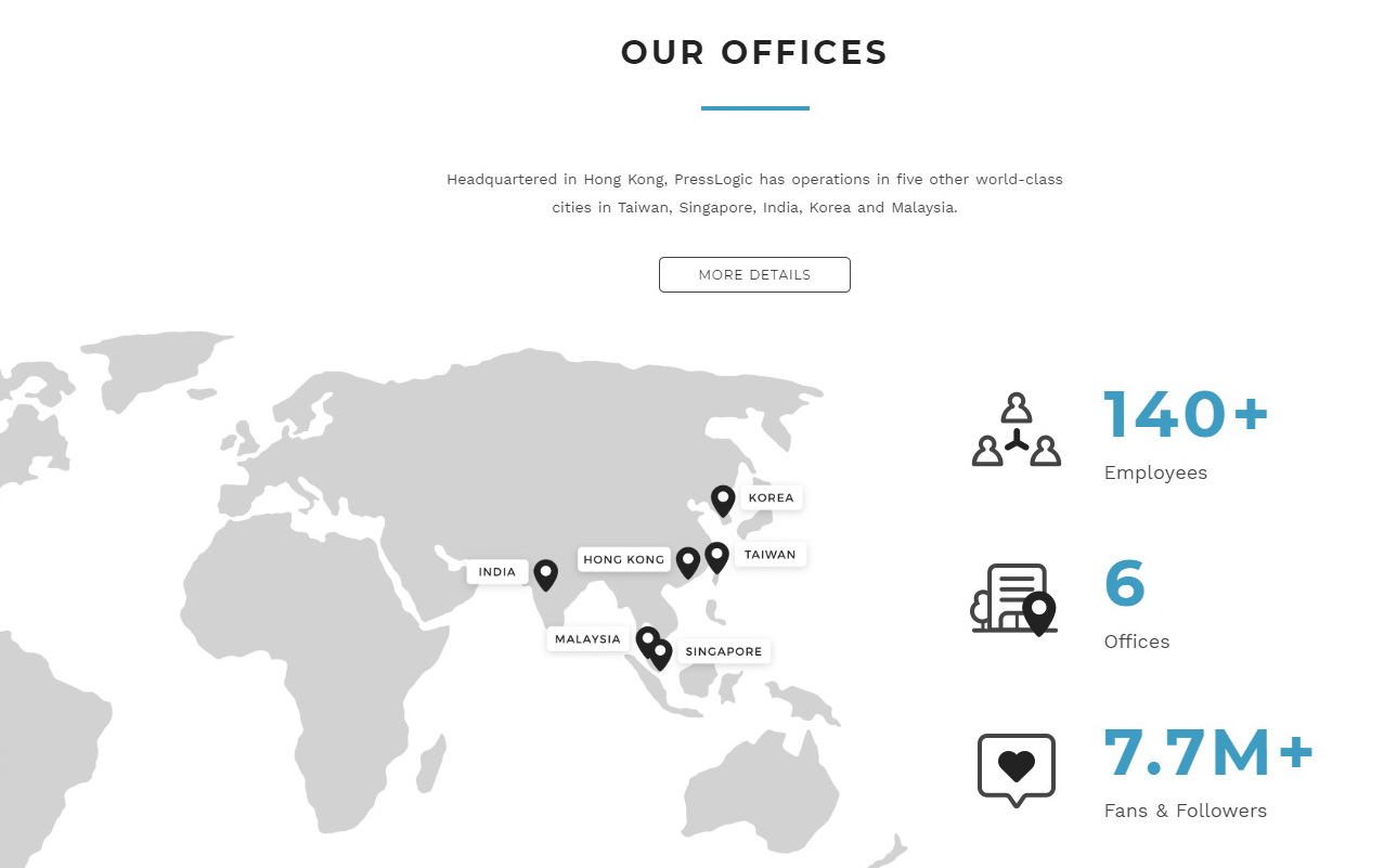 PressLogic業務遍布香港、台灣、新加坡、印度、韓國和馬來西亞。（網上圖片）