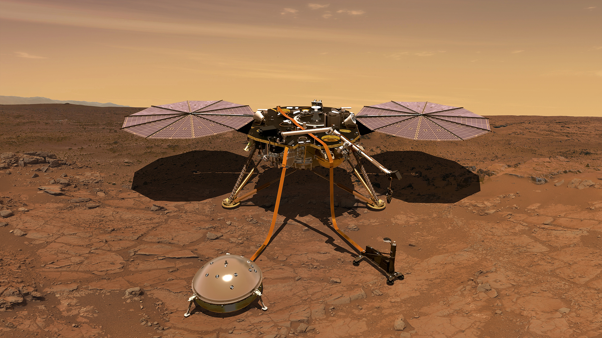 美國太空總署的洞察號配備地震儀器，並透過地下鑽探技術，監測火星地震及土壤溫度。（NASA網上圖片）