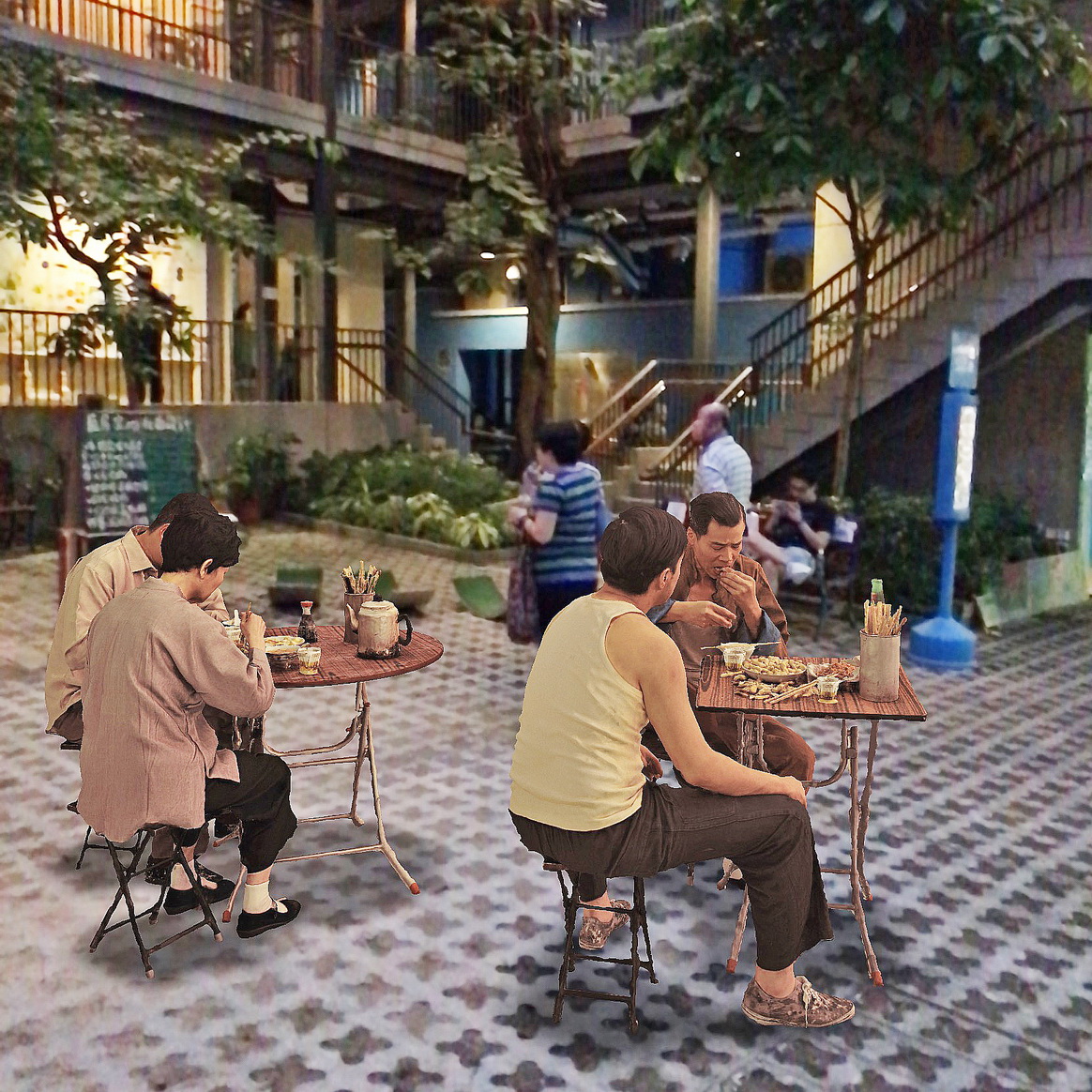 用戶可透過手機App《BeHere_HKACT!》，觀賞舊日灣仔居民生活的立體影像。（奧沙藝術基金提供）
