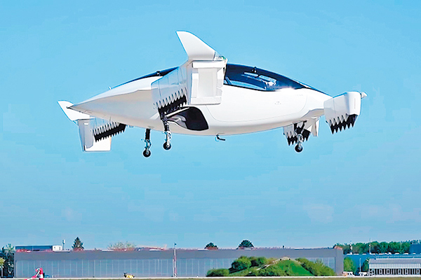 Lilium飛天的士原型機毋須跑道，以機翼上的噴射器垂直起飛。（Lilium影片截圖）