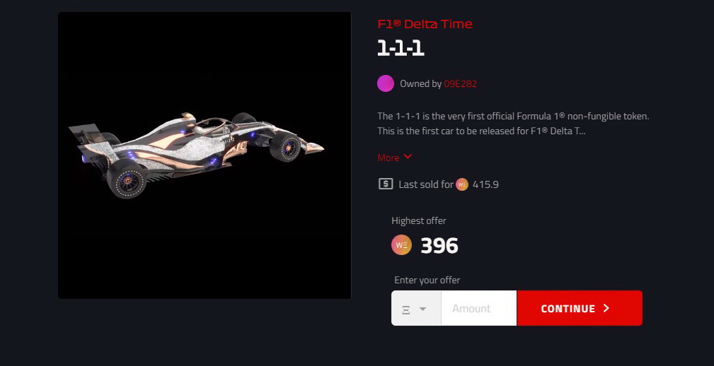 F1 Delta Time將擁有「非同質化代幣」的賽車競技電子遊戲部分，例如限量賽車、配件、車手角色，供玩家購買並使用。（網上圖片）