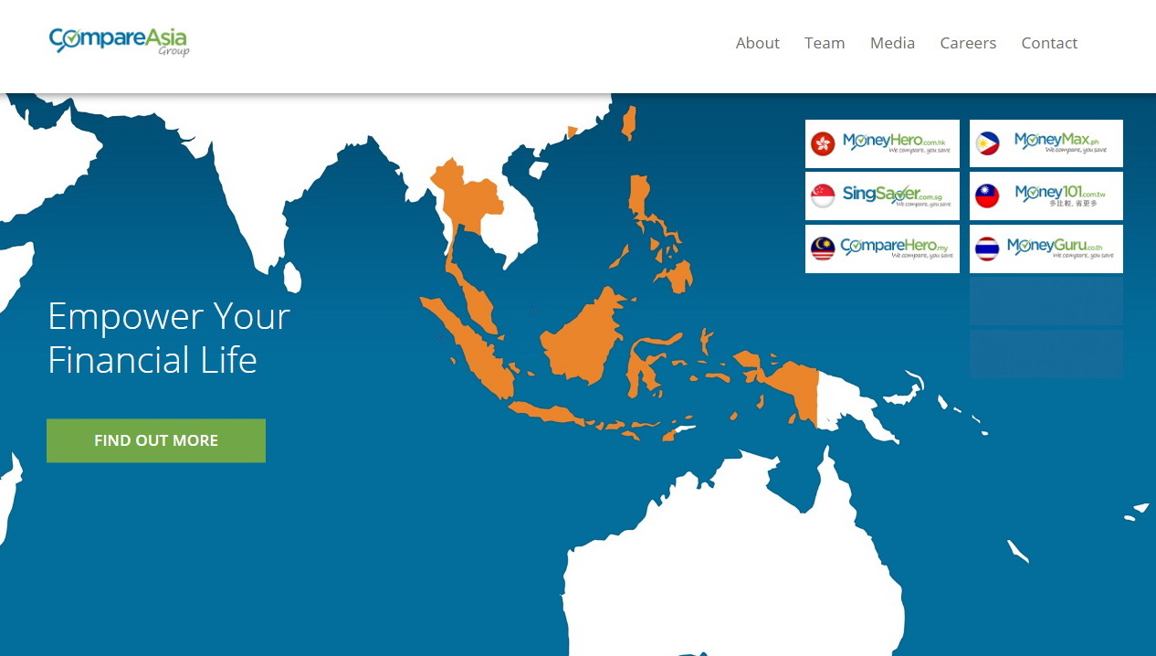 CompareAsiaGroup主攻東南亞市場，在本港以「MoneyHero」品牌經營業務。（CompareAsiaGroup網上圖片）