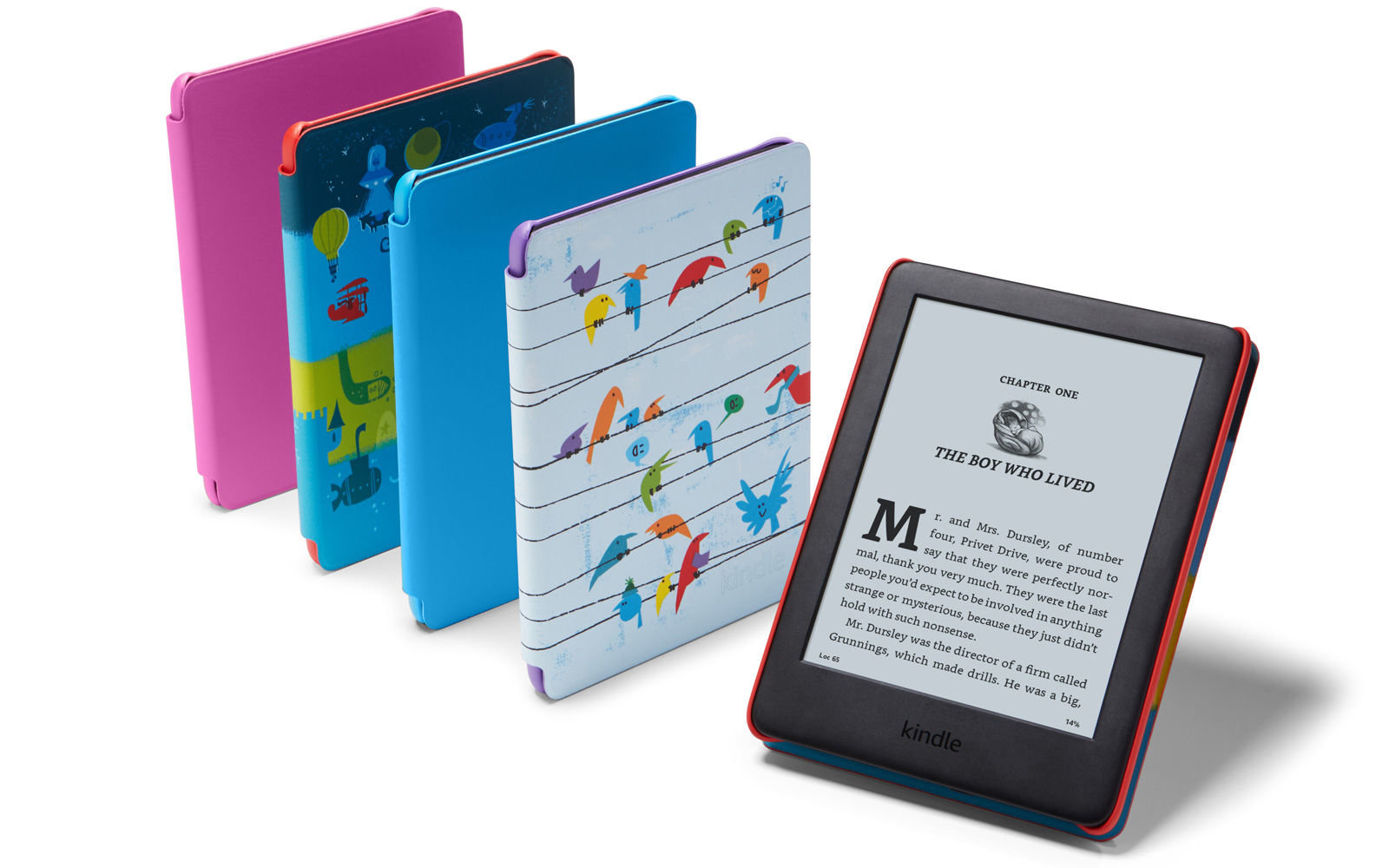 兒童版Kindle有4款保護套可供選擇，售價為110美元（約858港元）。（亞馬遜網上圖片）
