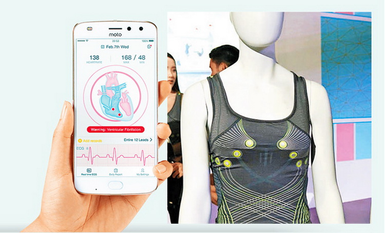 智能心電衣SmartVest SmartVest 2017年推出，姚映佳期望醫療智能產品有助人們盡快獲取個人或病人健康數據，配合AI、雲端運算等科技，對健康作更好預測。（ 資料來源： blog.lenovo.com/互聯網）