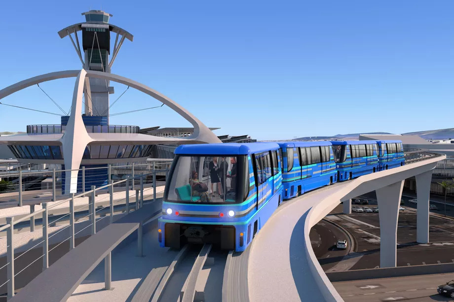 LAX機場目前有130個工程項目同步進行，如輕鐵接駁機場的交通樞紐。（網上圖片）