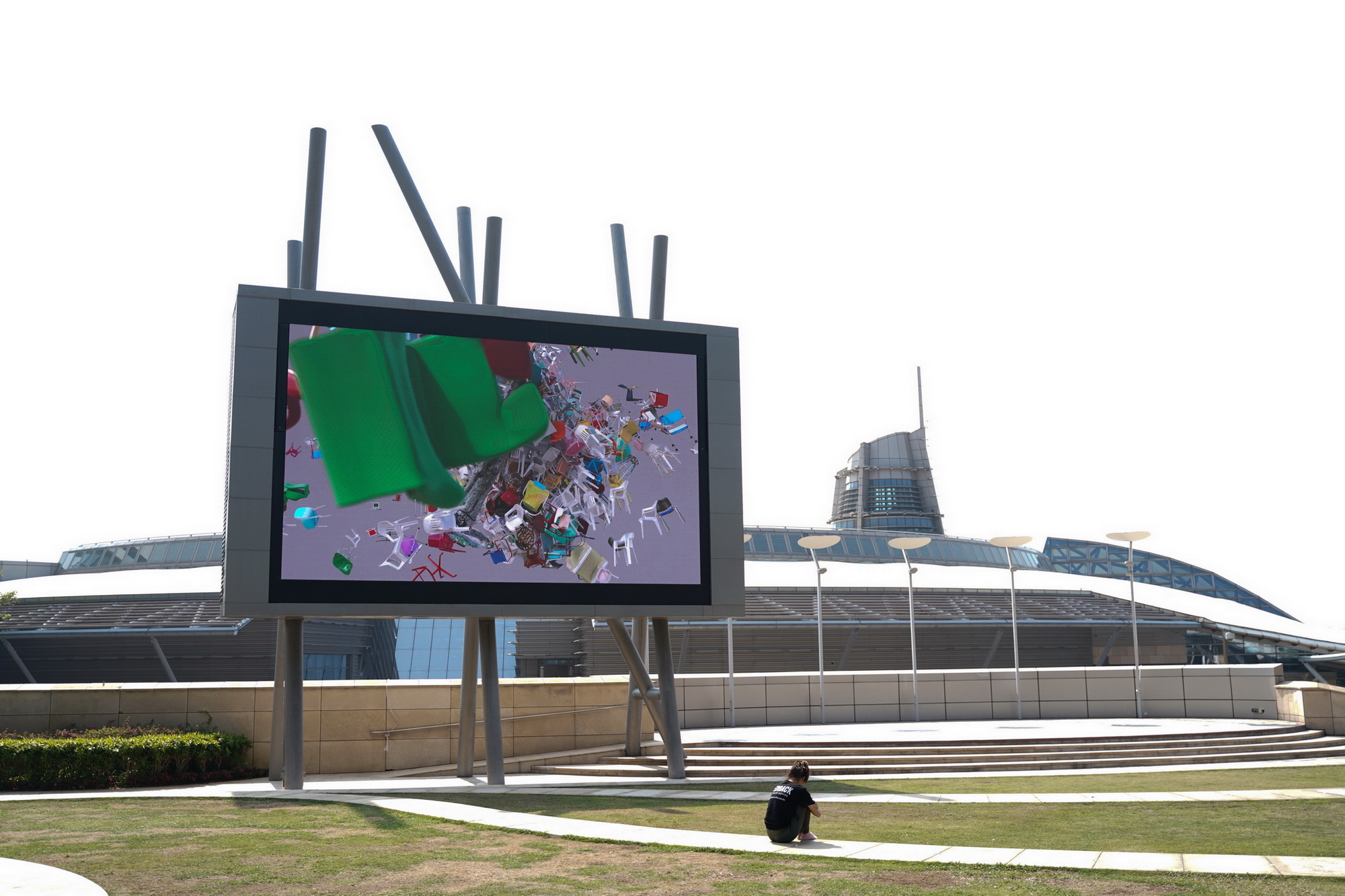 觀眾可在數碼港全天候及數碼廣場，透過巨型屏幕欣賞電競數碼藝術展。（大會提供圖片）