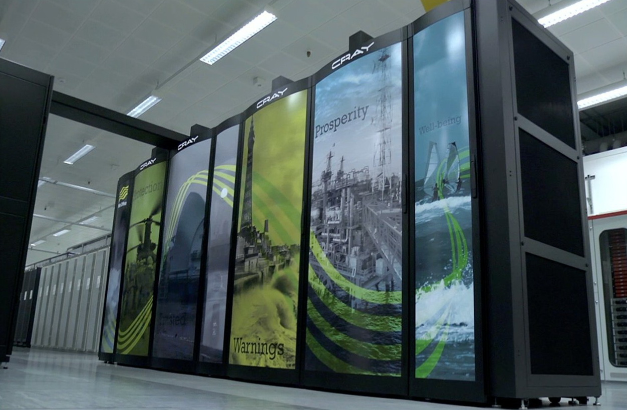 英國氣象局現時採用的超級電腦Cray XC40，預計2022年退役。（英國氣象局圖片）