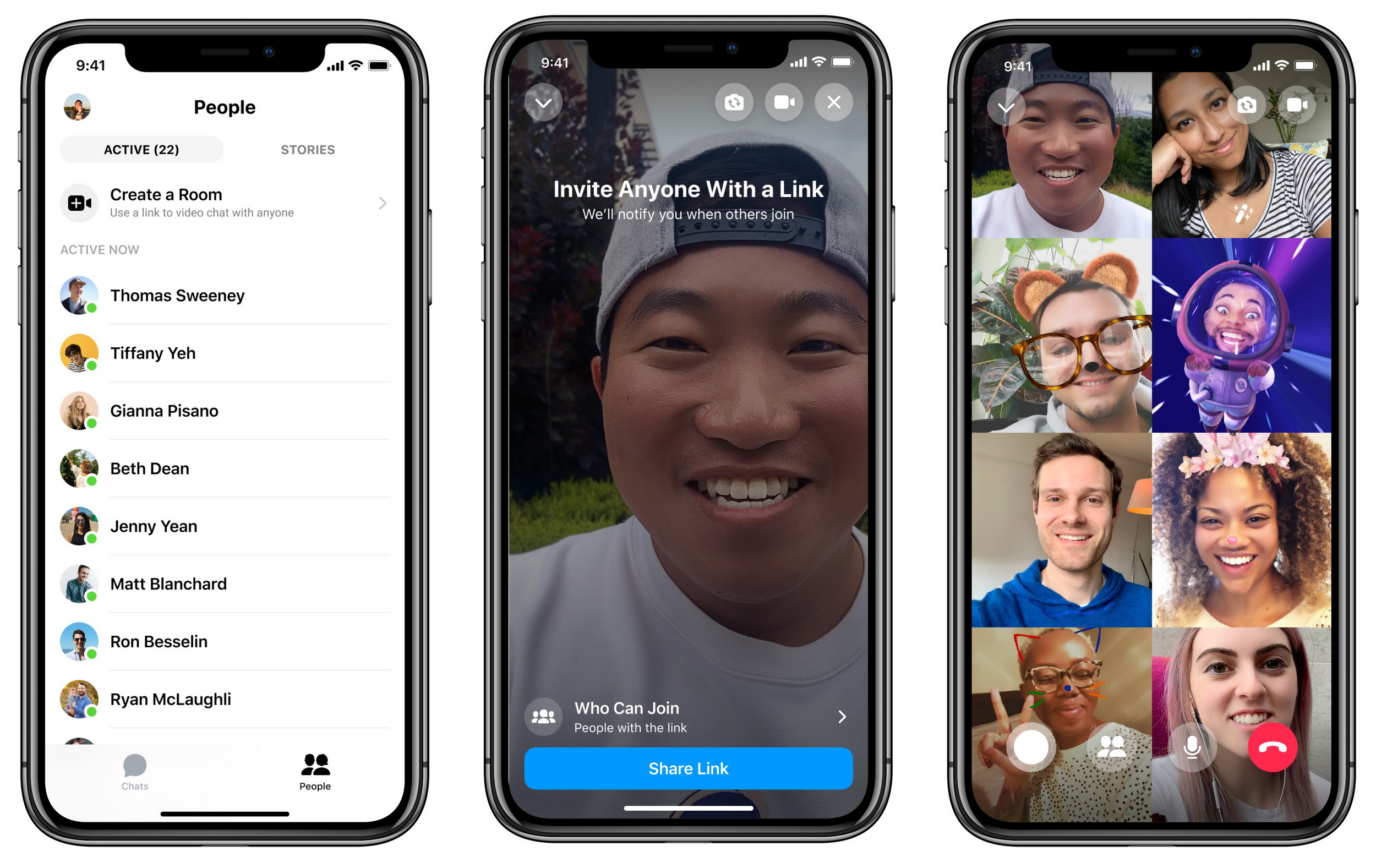 Facebook早前宣布推出Messenger Rooms，讓最多50個用戶同時進行視像對話。（Facebook圖片）