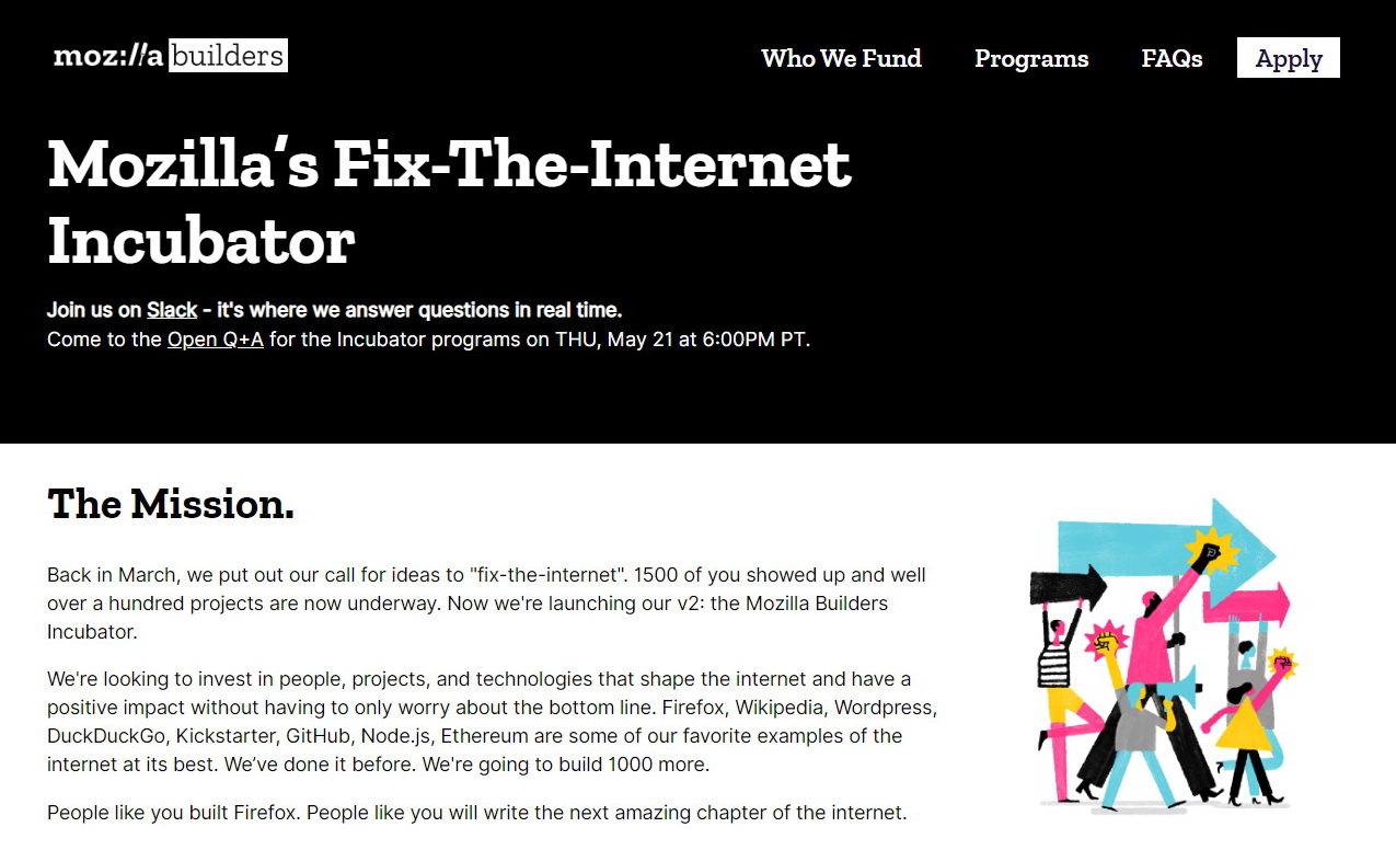 Mozilla早前推出的企業孵化器計劃「Fix-The-Internet」，吸引共1500人報名參加。（Mozilla圖片）