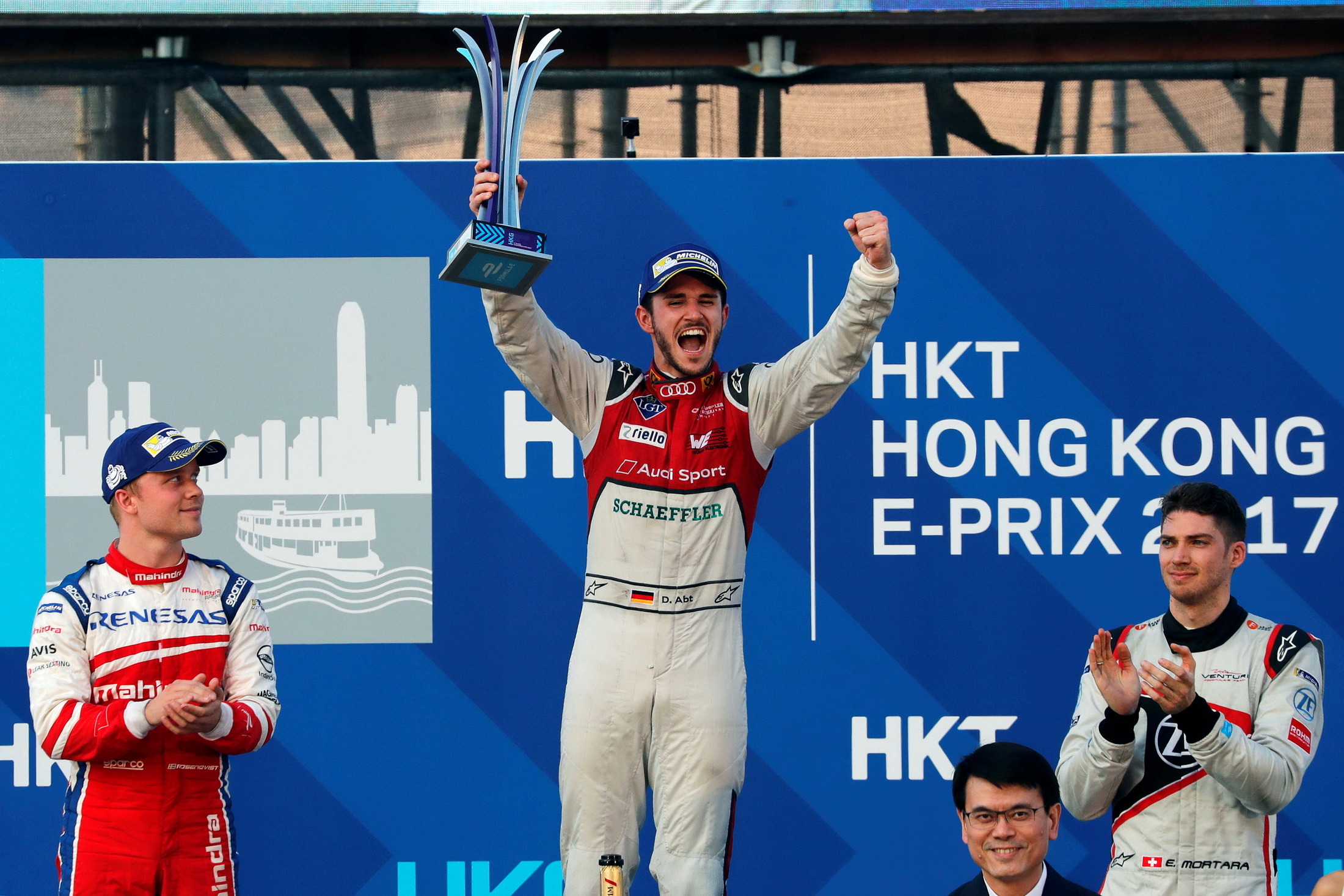 於2017年，Daniel Abt一度奪得Formula E香港站冠軍，但隨後被取消資格。（路透資料圖片）