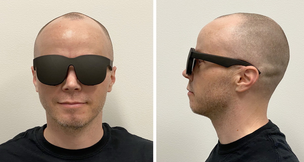 fb的VR眼鏡造型簡約，外觀與太陽眼鏡無異。（Facebook網上圖片）