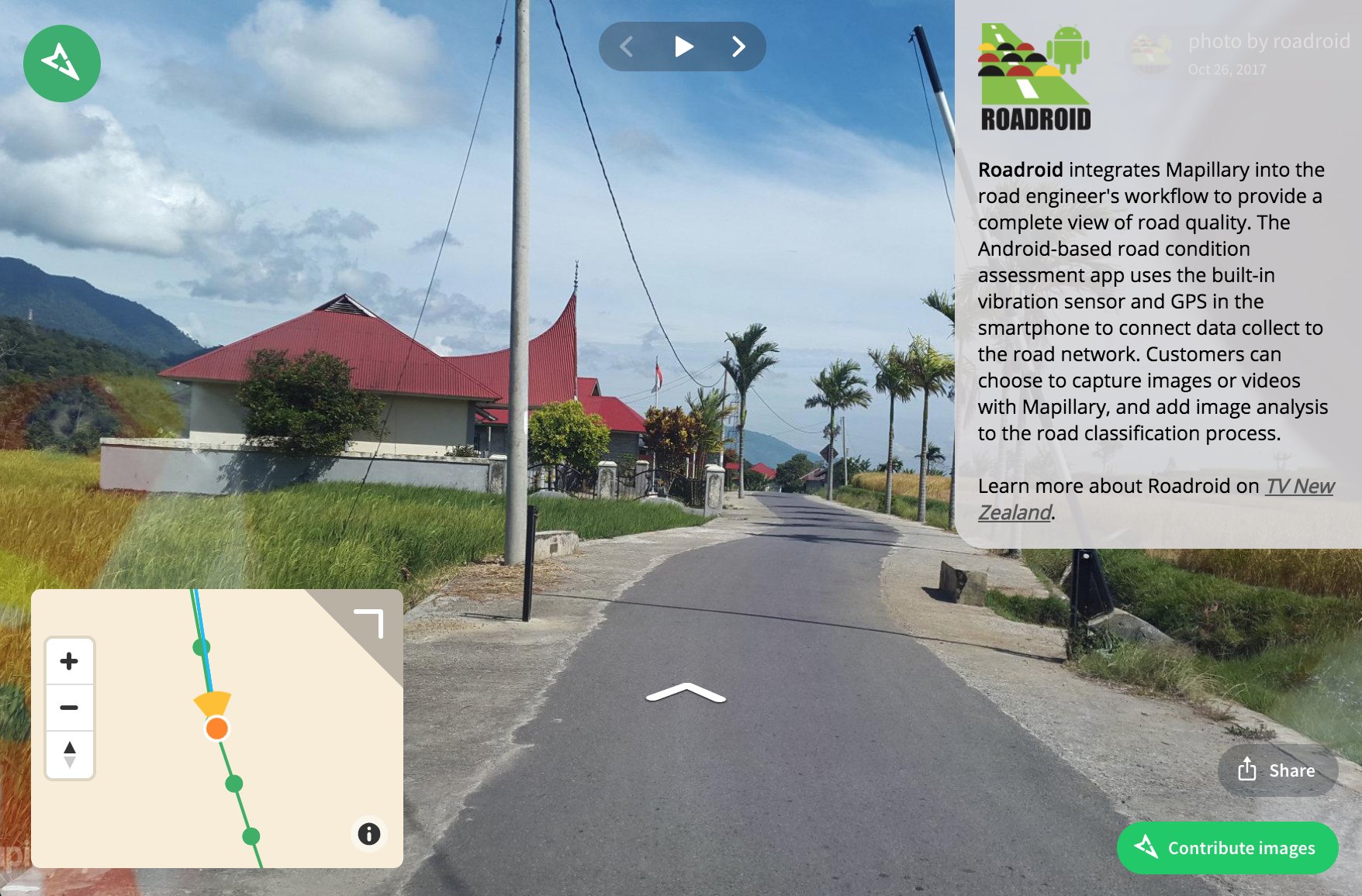 瑞典初創Mapillary，以公開徵集的方式，滙聚全球數以億計街道影像來不斷更新城市地圖。（Mapillary Twitter圖片）