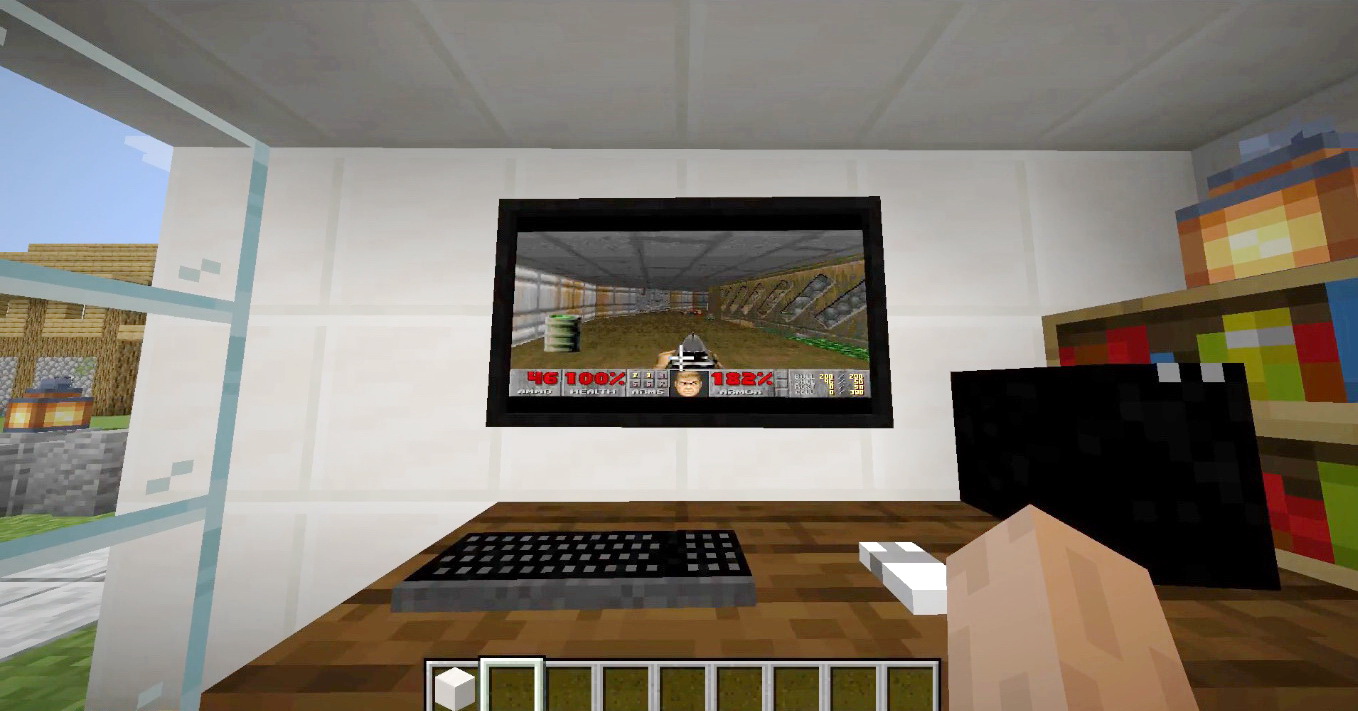 啟動作業系統後，可在遊戲介面內，玩初代《毀滅戰士》。（YouTube影片擷圖）