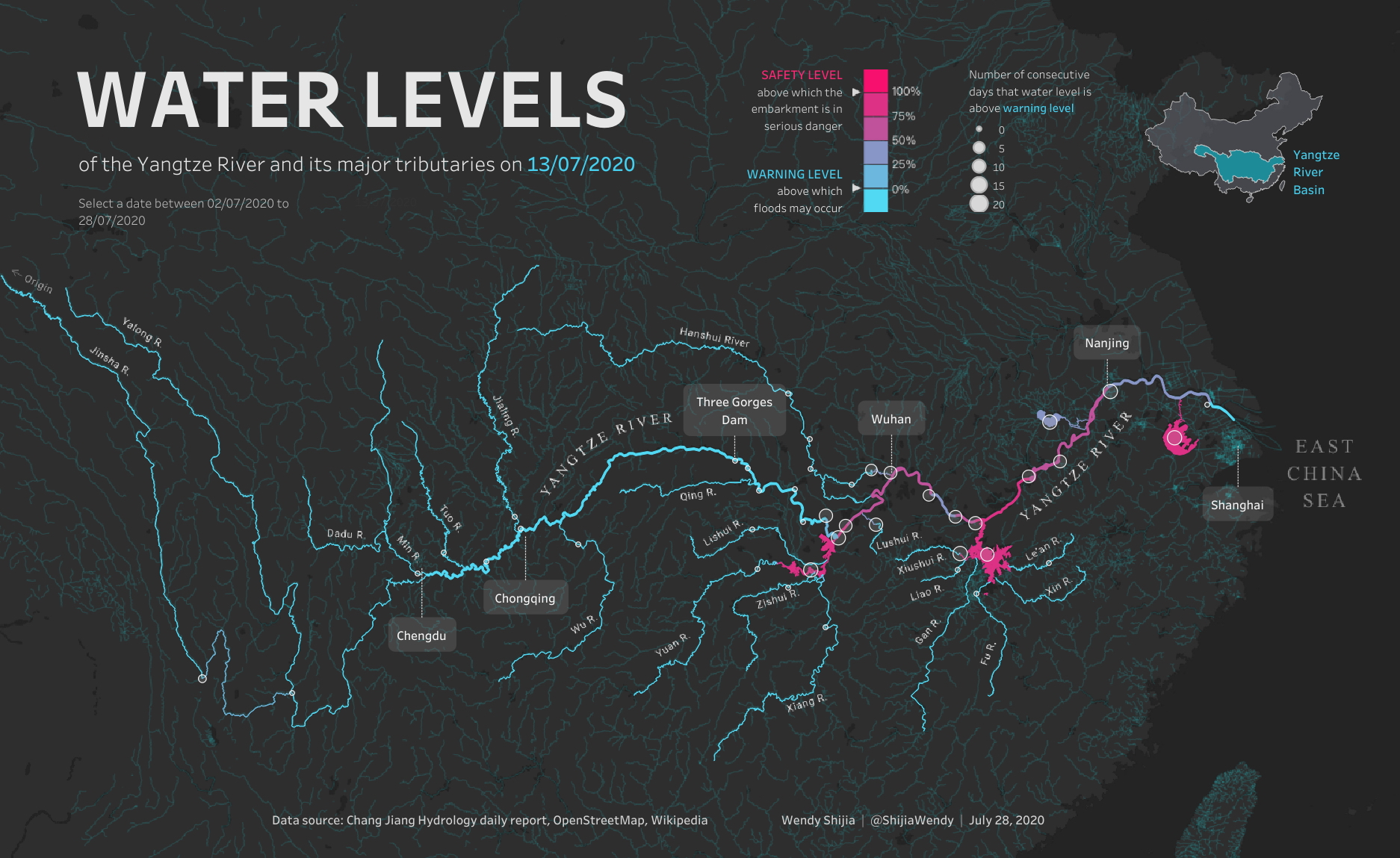 Chartipedia的圖表涵蓋不同熱話，例於是上月內地暴雨造成長江流域水位暴漲。（受訪者提供圖片）