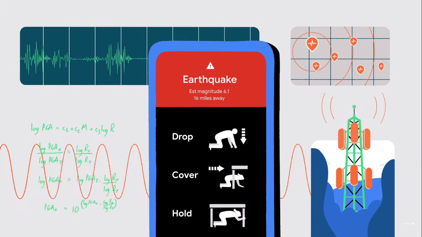 ShakeAlert系統一旦確定為地震，手機即會發出警告，提醒用戶自保。（YouTube影片擷圖）