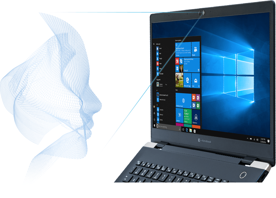 PORTEGE X30L-G搭載Windows Hello人臉辨識及指紋識別身分認證，更有獨家開發的BIOS安全防護機制與加密功能，可絕對確保商業資料安全。