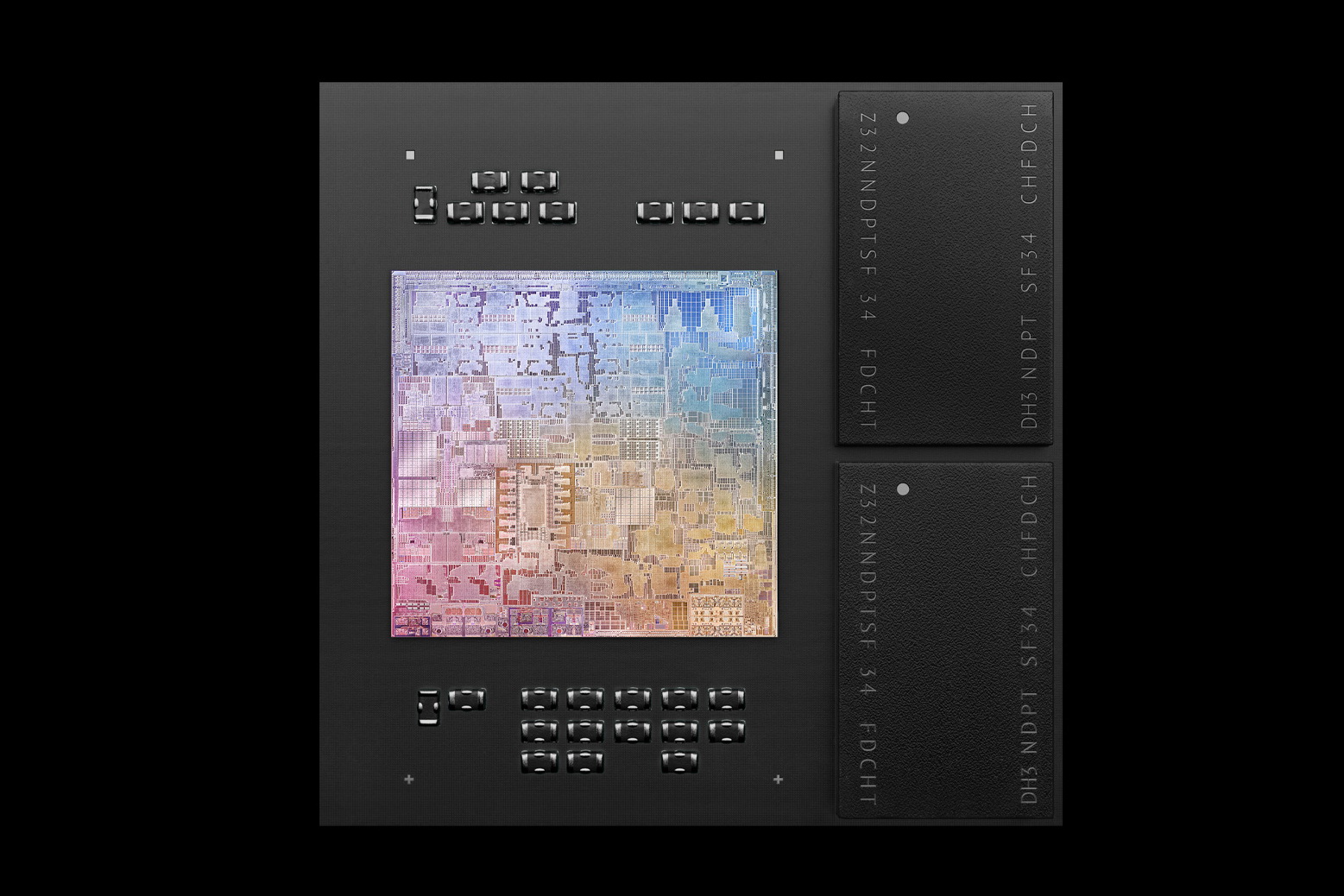 M1採用5納米製程生產，搭載160億個電晶體，內建8核心CPU及GPU。（蘋果公司圖片）