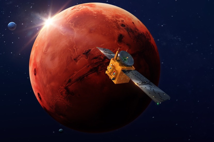 「希望號」進入火星軌道後，將進行監測火星大氣層等任務。（MBRSC網上圖片）