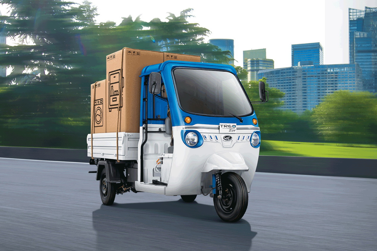 電動三輪車可承載500公斤貨物，充電一次足以行駛125公里路程。（Mahindra Electric網上圖片）