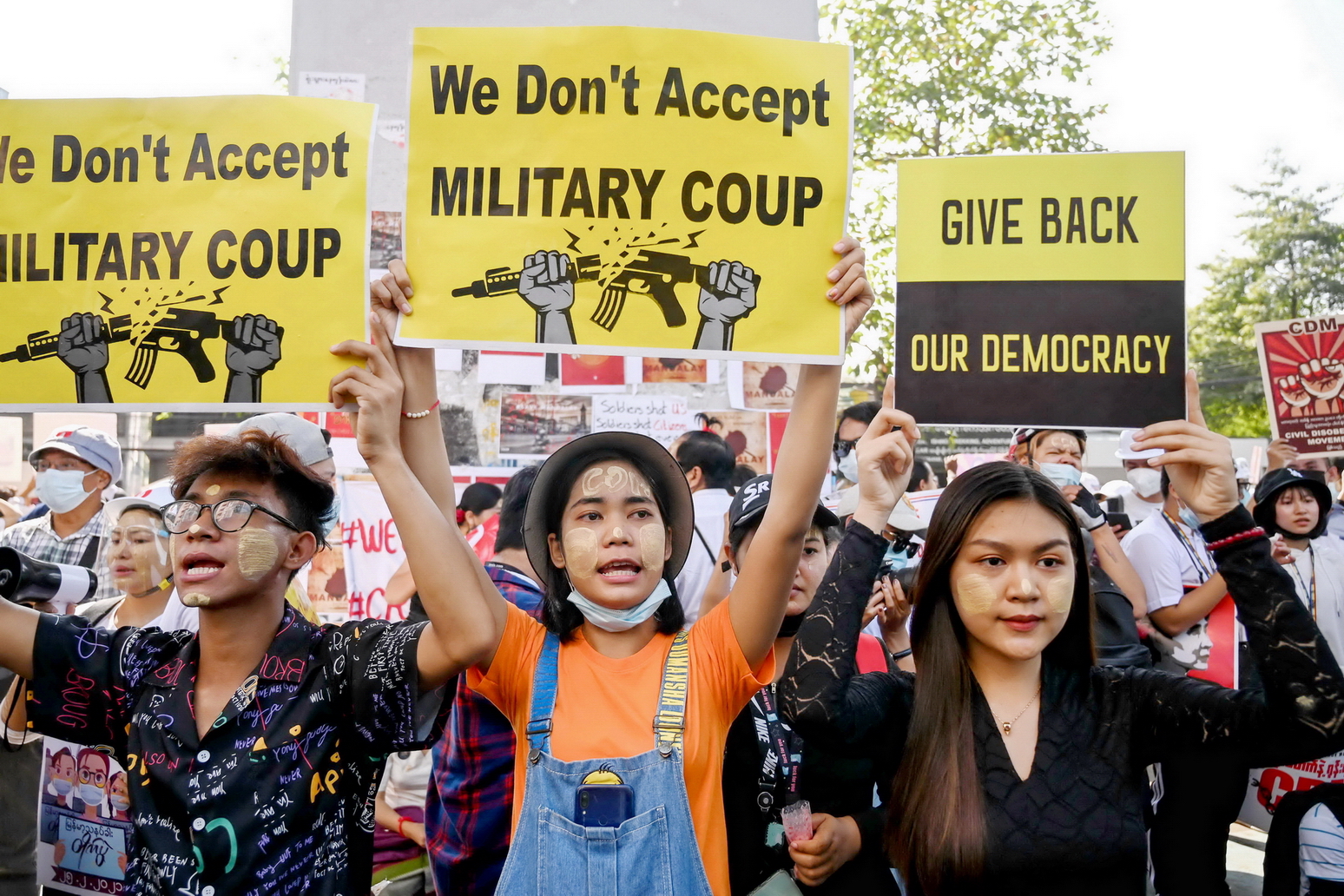 緬甸軍事政變後，全國爆發民眾示威。（法新社圖片）