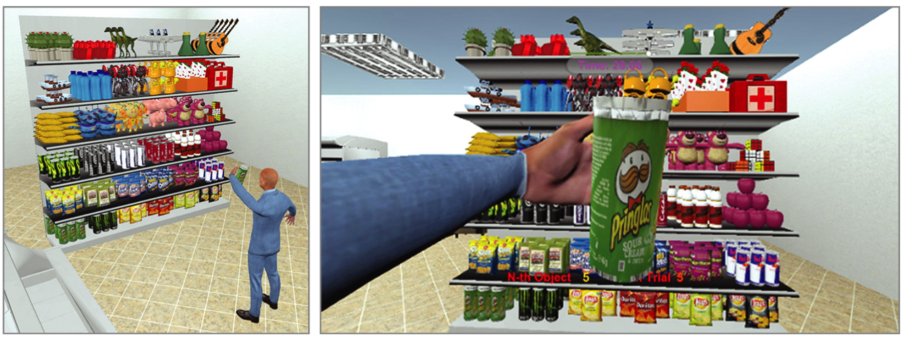 以虛擬實境模擬超市購物。（受訪者提供圖片）