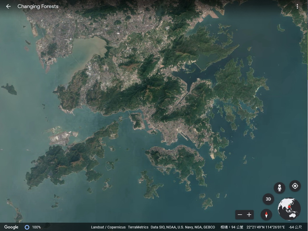 圖為2020年的香港。（谷歌地球圖片）