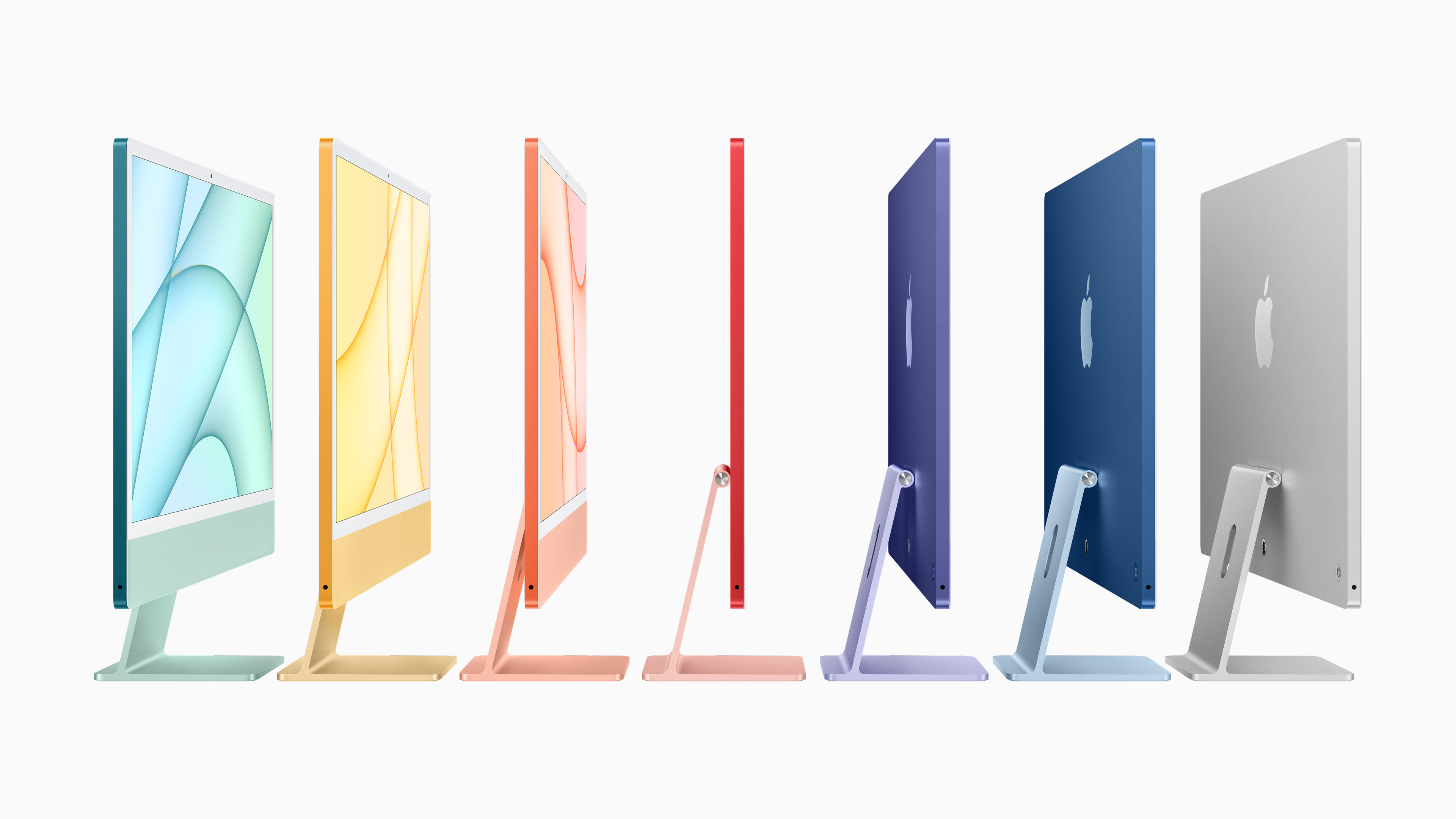 新版iMac厚度縮至11.5毫米，更有7色選擇。（蘋果公司圖片）