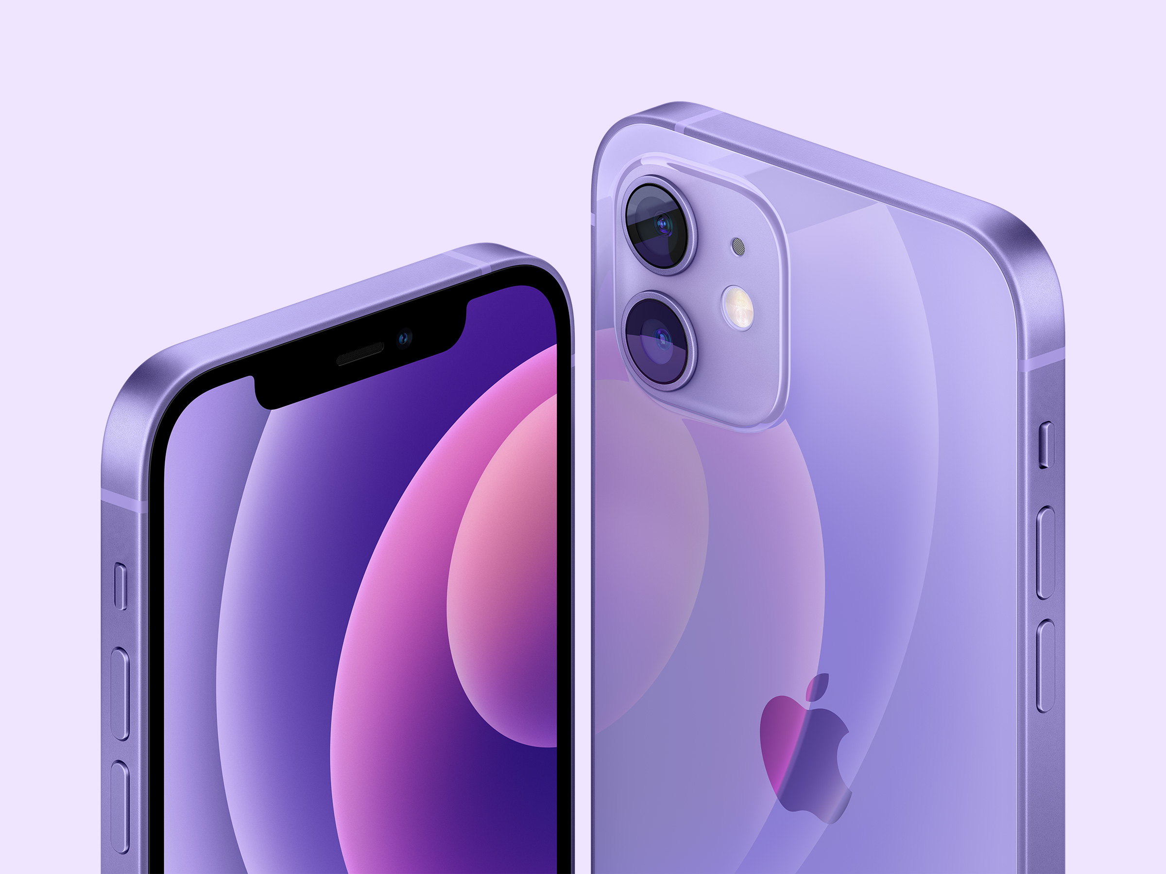 iPhone 12推出全新的紫色，令手機顏色增至6款。（蘋果公司圖片）