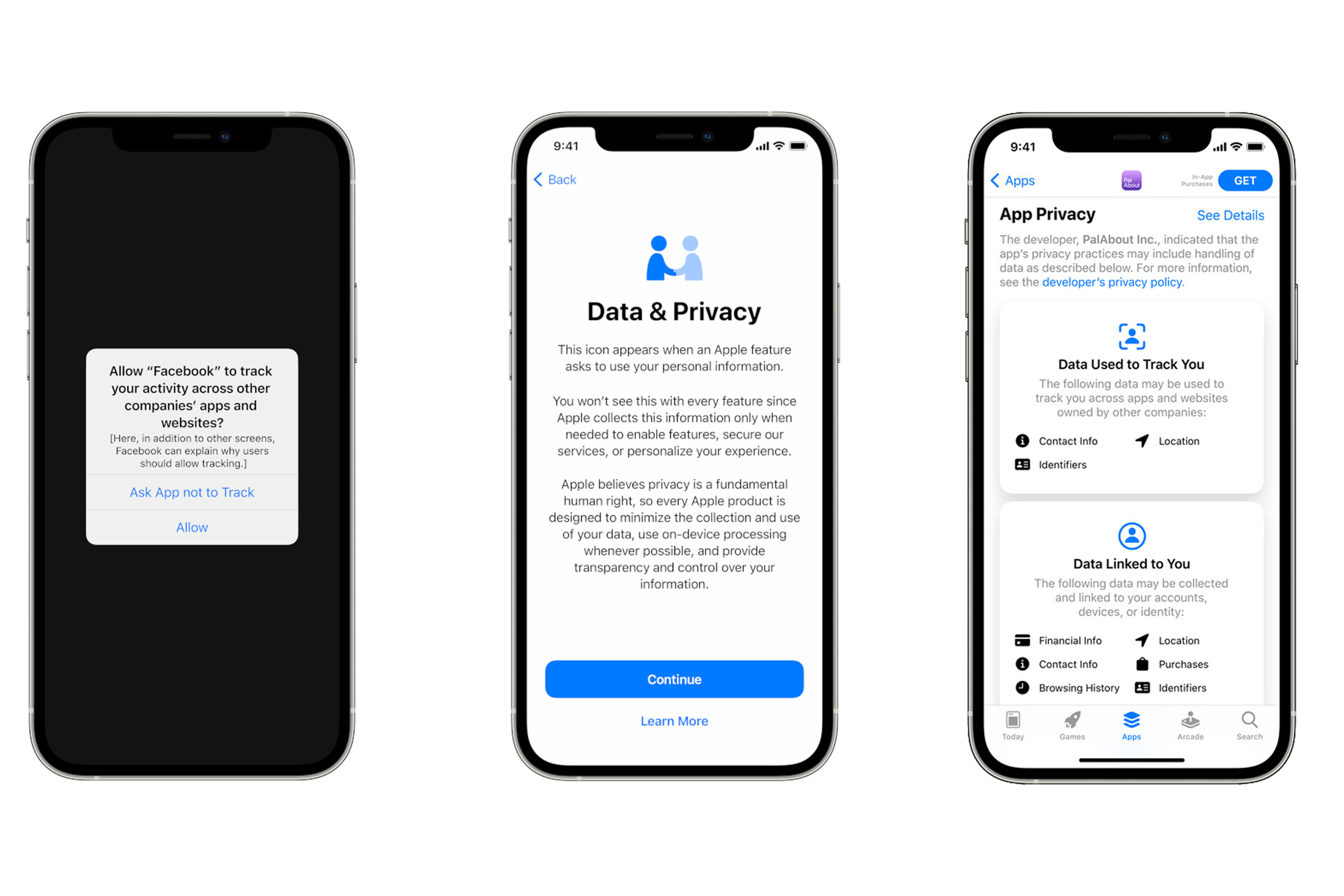 去年底蘋果在App Store啟用全新私隱政策，讓用戶清楚知道每個App如何存取個人私隱。（蘋果公司圖片）
