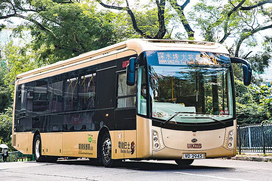 九巴未來5年將增購至500輛電動巴士，圖為現時的單層「電巴」。（九巴圖片）