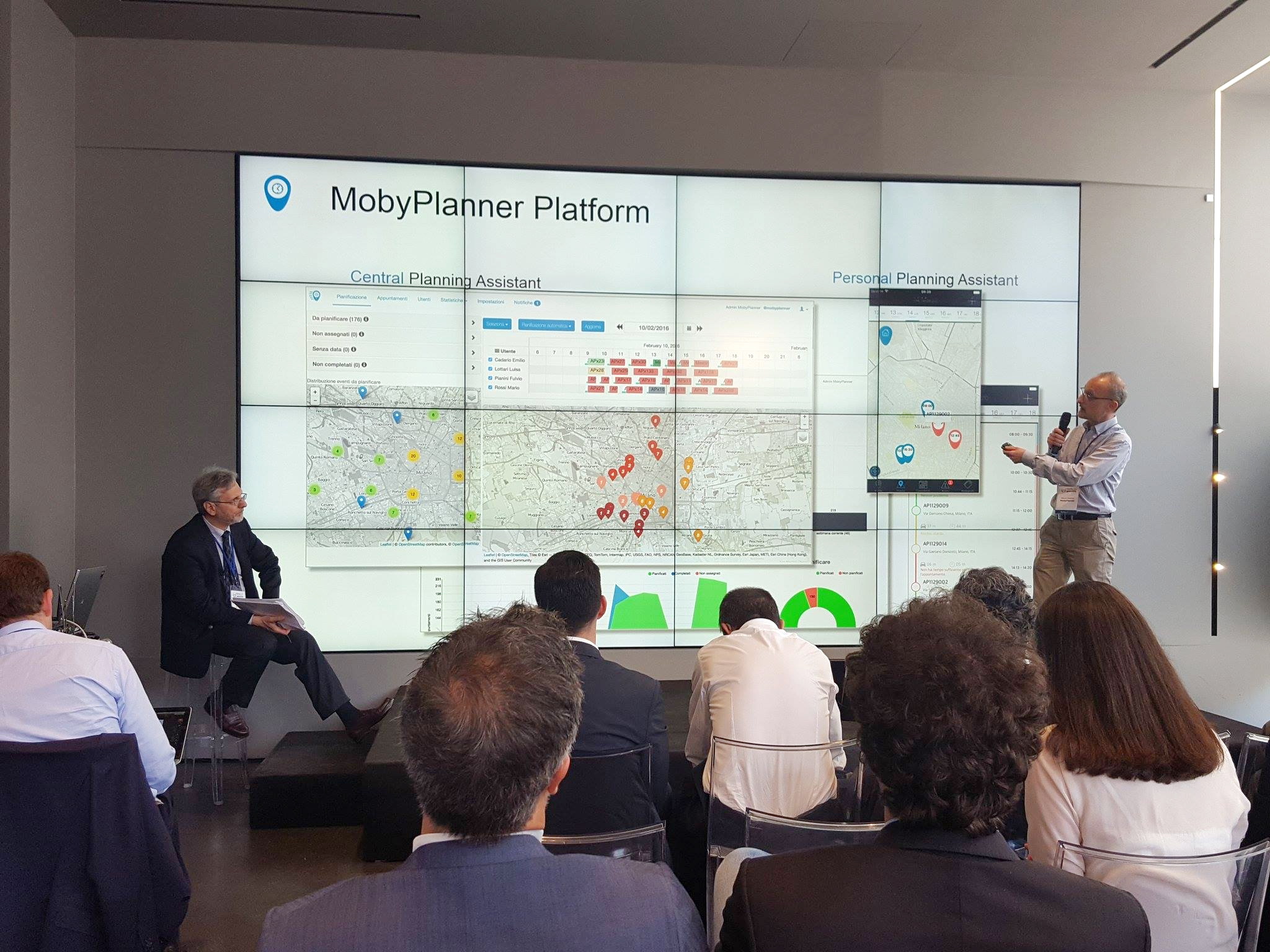 意大利初創MobyPlanner以手機程式，協助企業以地理位置為本，編配前線員工的出勤日程。（MobyPlanner fb圖片）