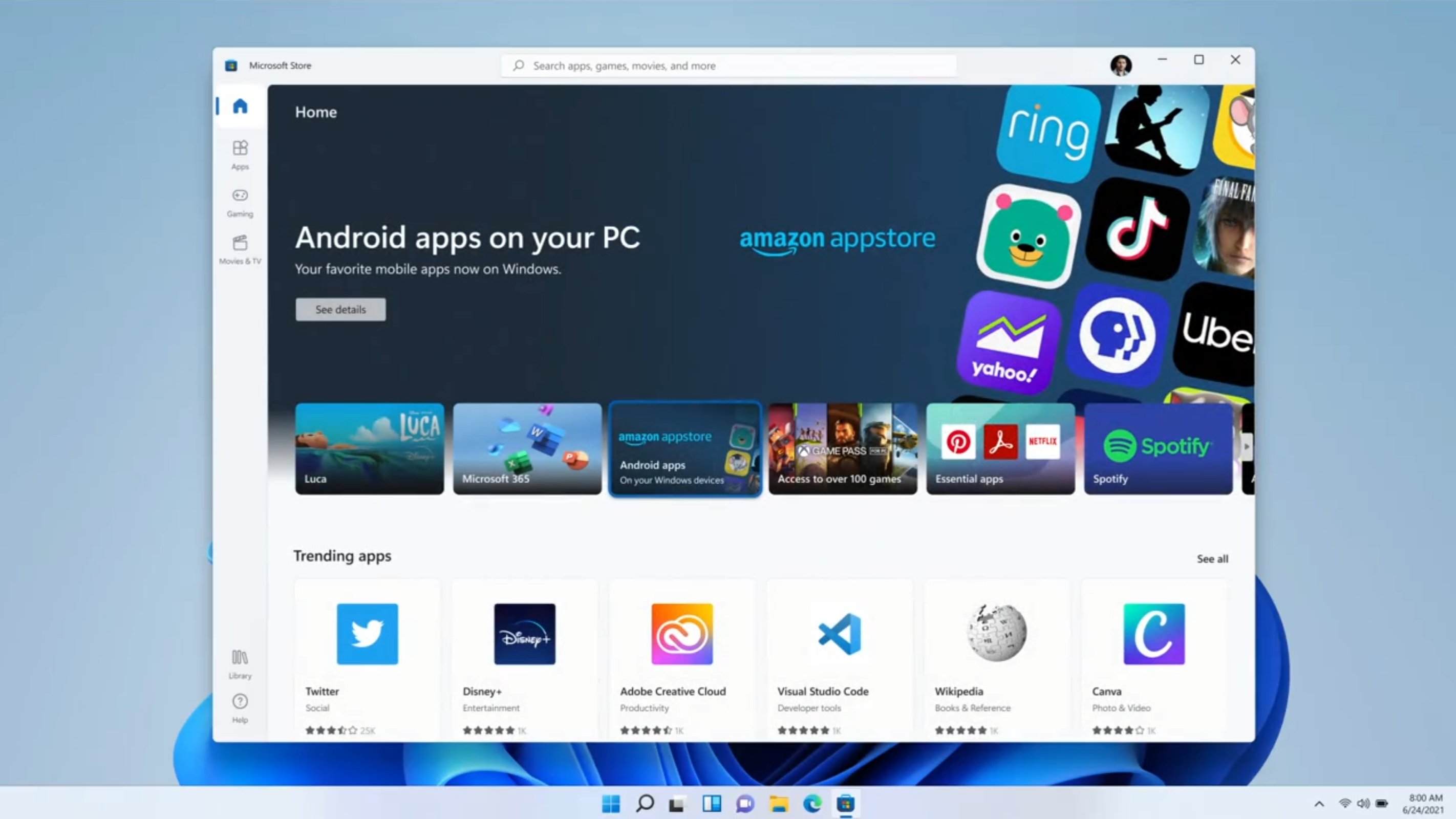 微軟發布新作業系統Windows 11，原生支援Android平台。（微軟圖片）