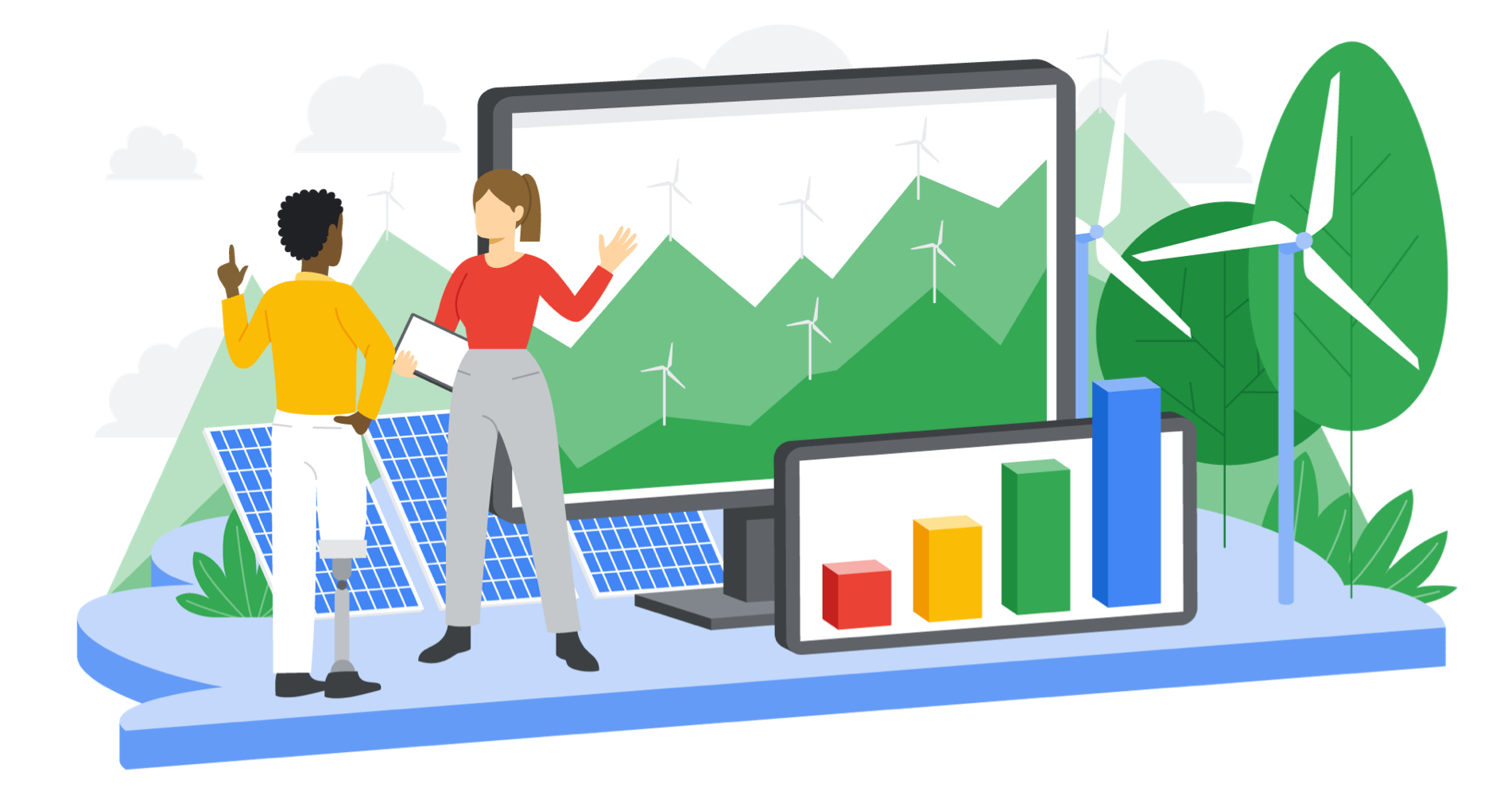谷歌自2017年以來，購買大量潔淨能源，滿足其全球電力消耗需求。（谷歌網上圖片）