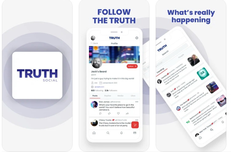 TRUTH Social計劃挑戰Facebook和Twitter等封殺特朗普的主流社交媒體。（蘋果公司App Store圖片）
