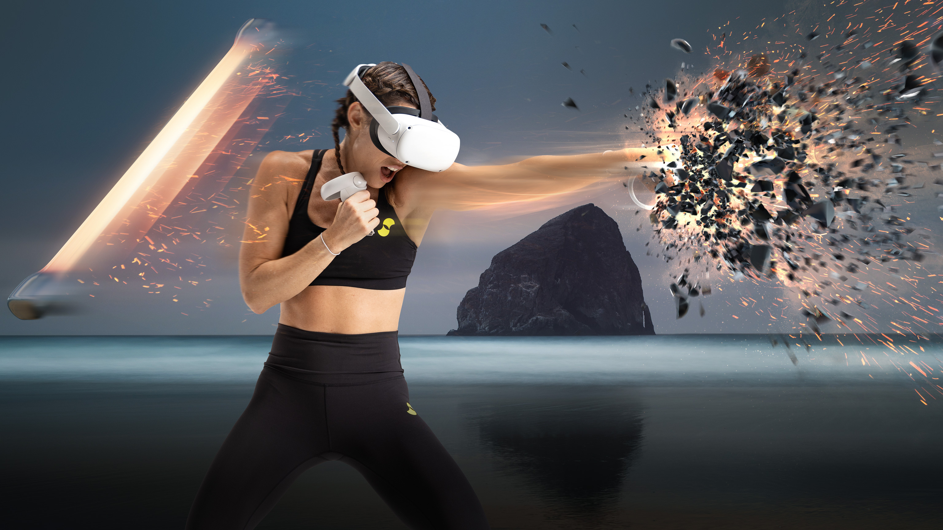 Supernatural玩家戴上VR頭盔後，即可按照音樂節拍健身。（Oculus網站圖片）